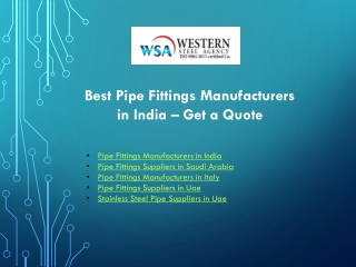 Best Pipe Fittings Manufacturers in India – Get a Quote