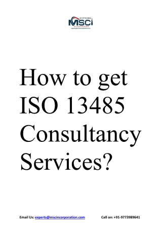 How to get ISO 13485 Consultancy Services.