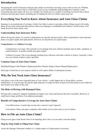 Everything You Need to Know About Insurance and Auto Glass Claims