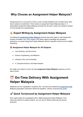 Why Choose an Assignment Helper Malaysia?