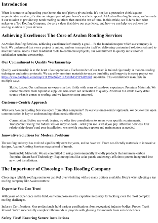 Achieving Excellence: The Core of Avalon Roofing Services
