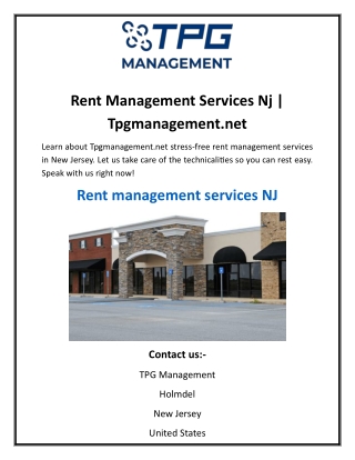 Rent Management Services Nj