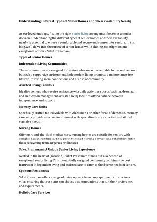 understanding different types of senior homes