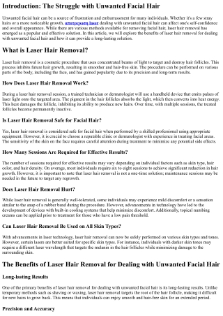 Dealing with Unwanted Facial Hair? Laser Hair Removal Has the Answer