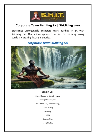 Corporate Team Building Sa Shitliving
