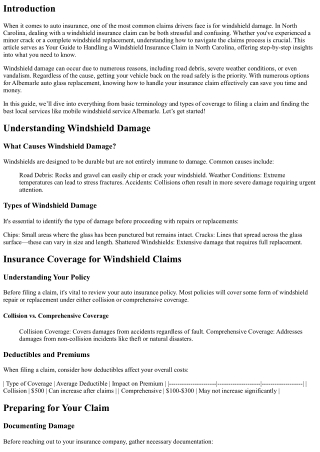 Your Guide to Handling a Windshield Insurance Claim in North Carolina