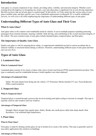 Understanding Different Types of Auto Glass and Their Uses