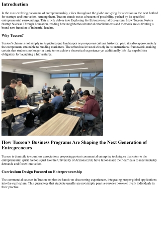 Exploring the Entrepreneurial Ecosystem: How Tucson Fosters Startup Success Thro