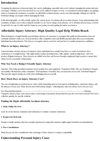 Budget-friendly Personal Injury Attorney: High Quality Legal Help Within Reach