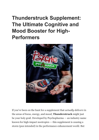 Thunderstruck Supplement The Ultimate Cognitive and Mood Booster for High-Performers