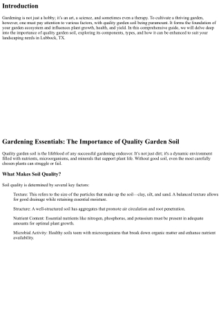Gardening Essentials: The Importance of Quality Garden Soil