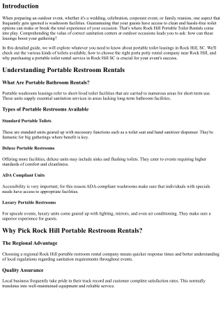 Rock Hill Portable Washroom Rentals: Your Secret to an Effective Outside Event