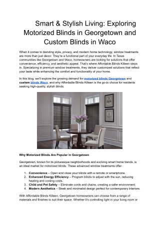 Smart & Stylish Living_ Exploring Motorized Blinds in Georgetown and Custom Blinds in Waco