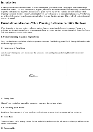 Important Considerations When Preparation Toilet Facilities Outdoors