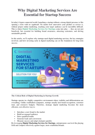 Why Digital Marketing Services Are Essential for Startup Success