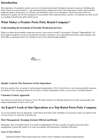 An Insider's Take a look at Our Operations as a Top-Rated Porta Potty Business