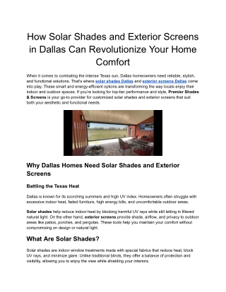 How Solar Shades and Exterior Screens in Dallas Can Revolutionize Your Home Comfort (1)