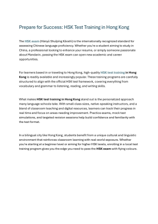 Prepare for Success HSK Test Training in Hong Kong