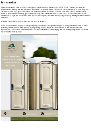 Portable Toilet Trends: What's New in Rock Hill, SC Rentals?