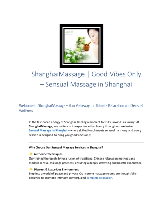 ShanghaiMassage  Good Vibes Only – Sensual Massage in Shanghai