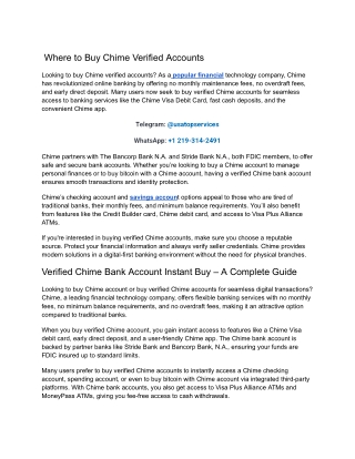 Where to Buy Chime Verified Accounts