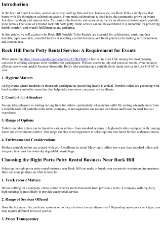 Rock Hill Portable Toilet Rentals: A Necessary Service for Festivals