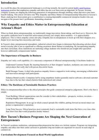 Why Empathy and Ethics Matter in Entrepreneurship Education at Arizona’s Heart