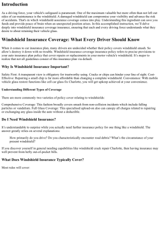Windshield Insurance Coverage: What Every Driver Should Know