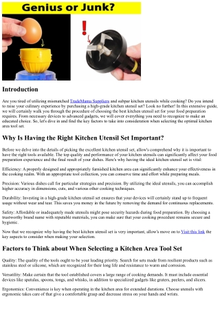 Exactly how to Pick the Perfect Kitchen Utensil Set for Your Food Preparation De