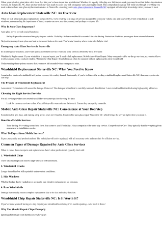 Statesville's Top Picks for Emergency Auto Glass Replacement Services