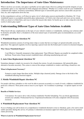 Understanding Different Types of Auto Glass Solutions Available