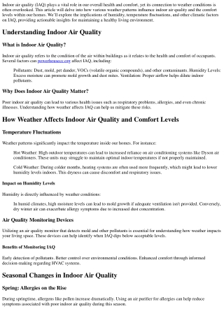 How Weather Affects Indoor air quality and Comfort Levels