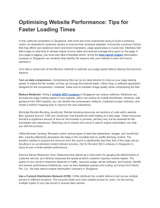 optimising website performance tips for faster