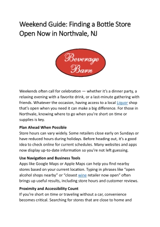 weekend guide finding a bottle store weekend