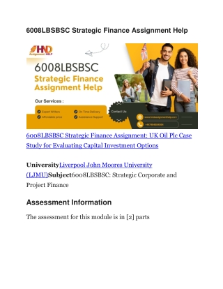 6008LBSBSC Strategic Finance Assignment Help