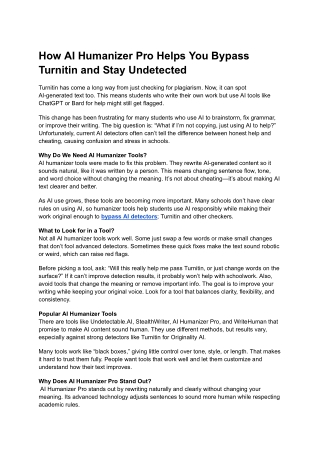How AI Humanizer Pro Helps You Bypass Turnitin and Stay Undetected