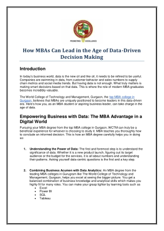 How MBAs Can Lead in the Age of Data-Driven Decision Making