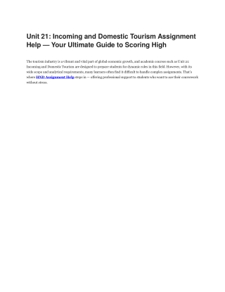 Unit 21: Incoming and Domestic Tourism Assignment Help — Your Ultimate Guide to