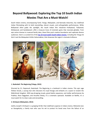 Beyond Bollywood Exploring the Top 10 South Indian Movies