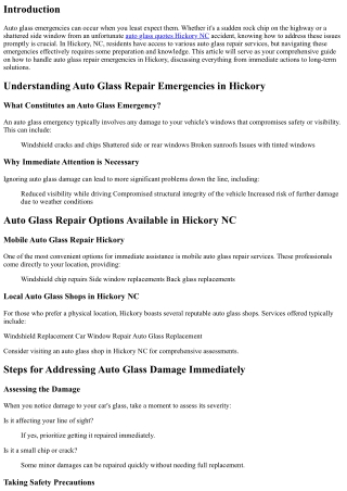 How to Handle Auto Glass Repair Emergencies in Hickory