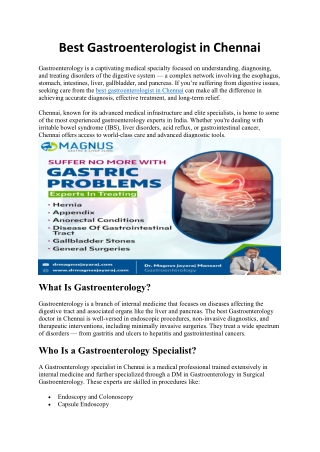 Best Gastroenterologist in Chennai PDF