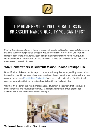 Top Home Remodeling Contractors in Briarcliff Manor: Quality You Can Trust