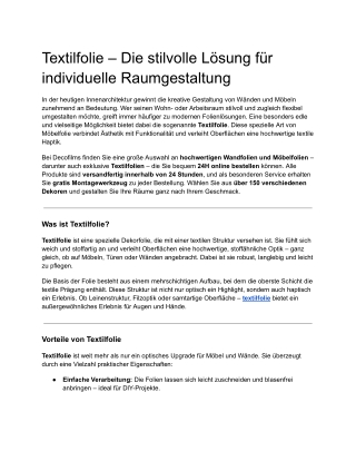 Textilfolie – Die stilvolle Lösung für individuelle Raumgestaltung