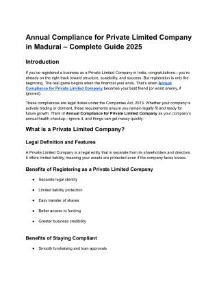 Annual Compliance for Private Limited Company in visakhapatnam