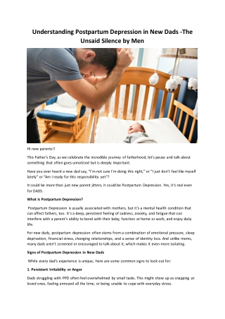 Understanding Postpartum Depression in New Dads The Unsaid Silence by Men