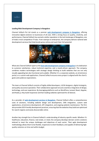 Leading Web Development Company in Bangalore