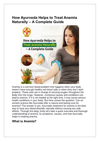 How Ayurveda Helps to Treat Anemia Naturally