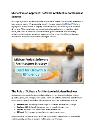 michael volo s approach software architecture