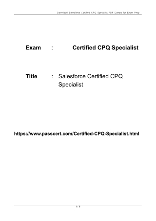 2025 Updated Salesforce Certified CPQ Specialist PDF Dumps