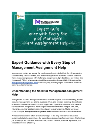 Expert Guidance with Every Step of Management Assignment Help